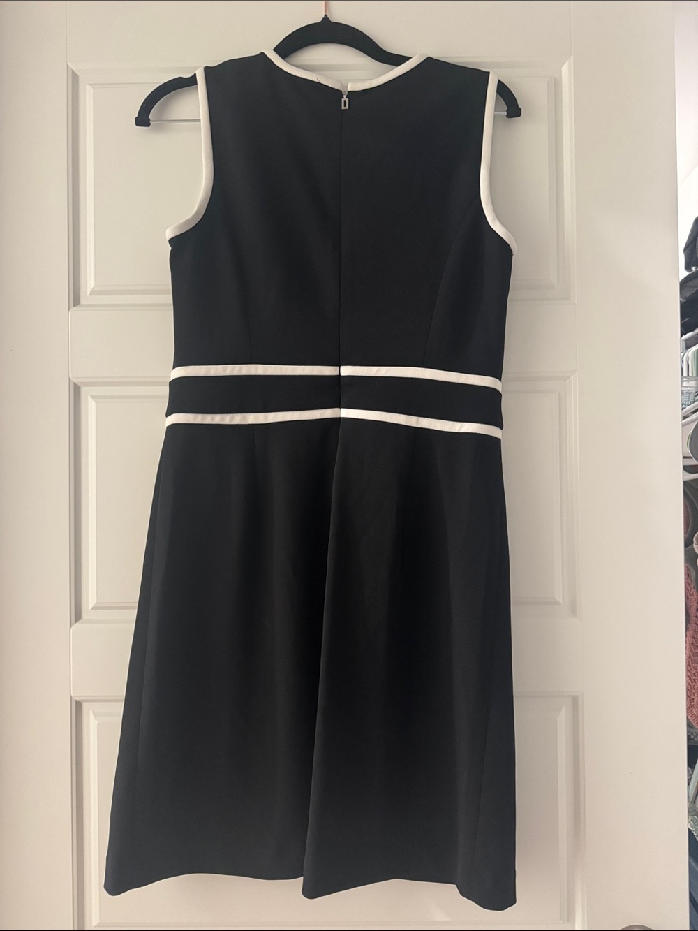 Karl Lagerfeld Black Mini Dress with White Trim - Picture 4 of 5